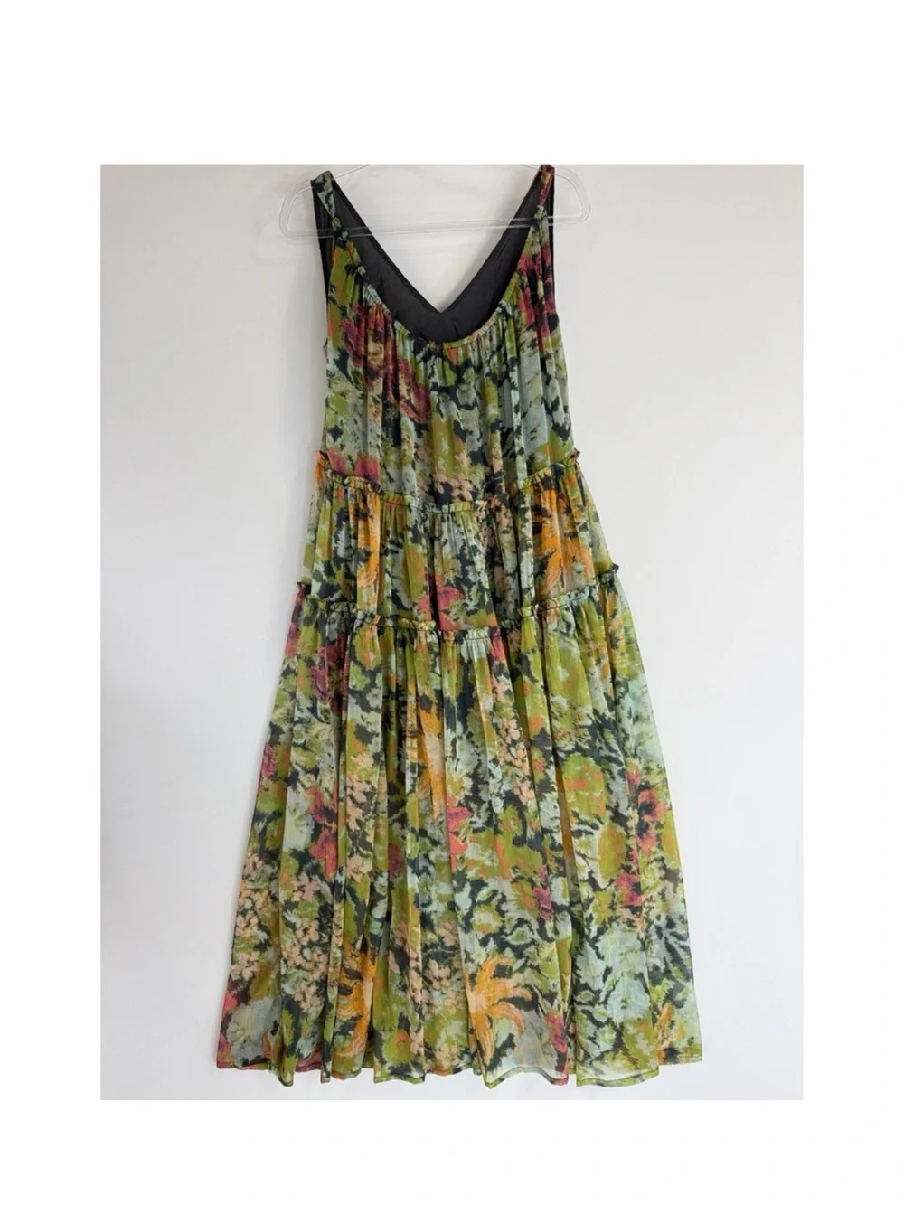 Free People Green Multi Floral Tiered V-Neck Maxi Dress - Picture 2 of 4